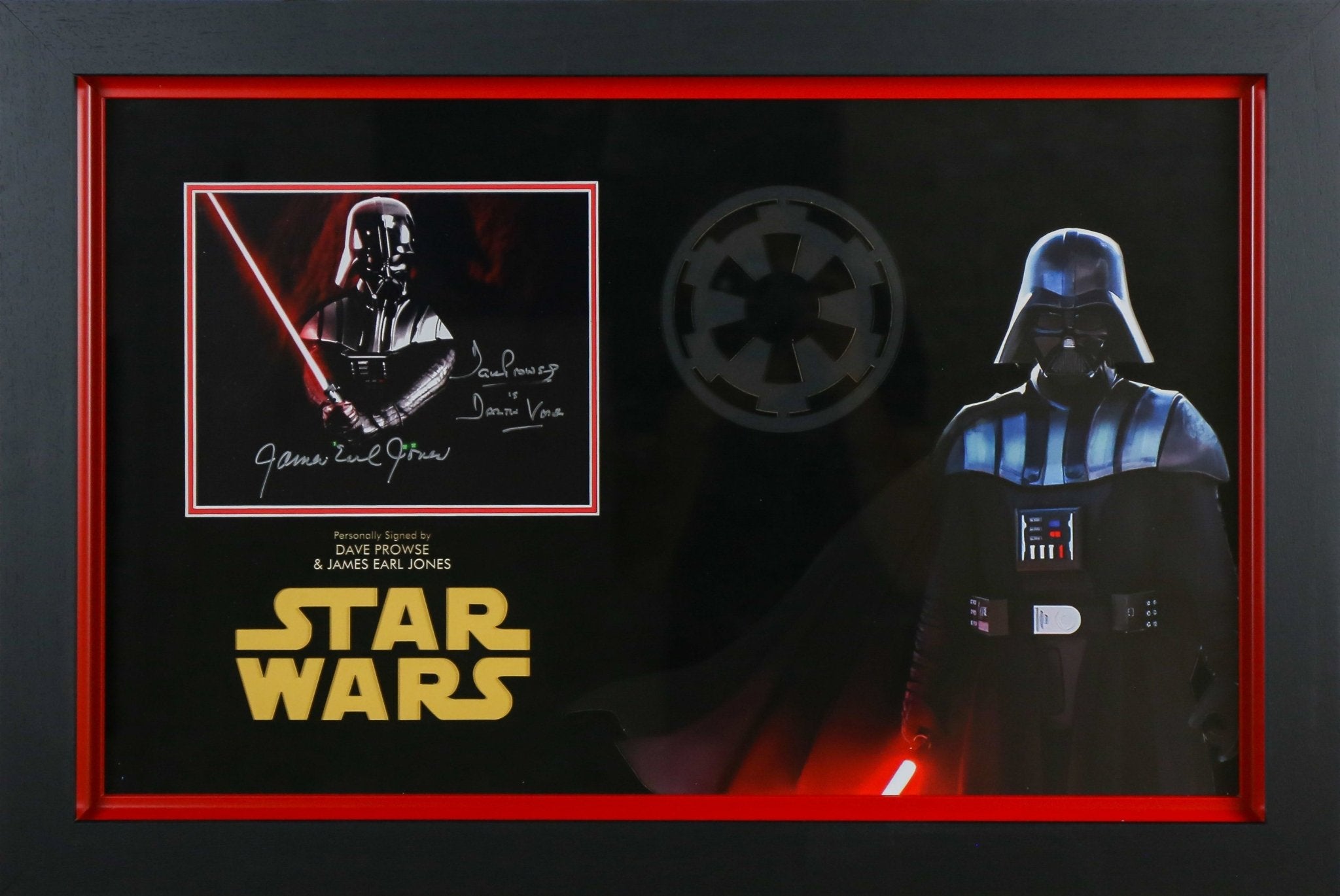 Sir James Earl Jones & Dave Prowse, Star Wars Signed 12x8 Framed Display - Memorabilia Framers Shop